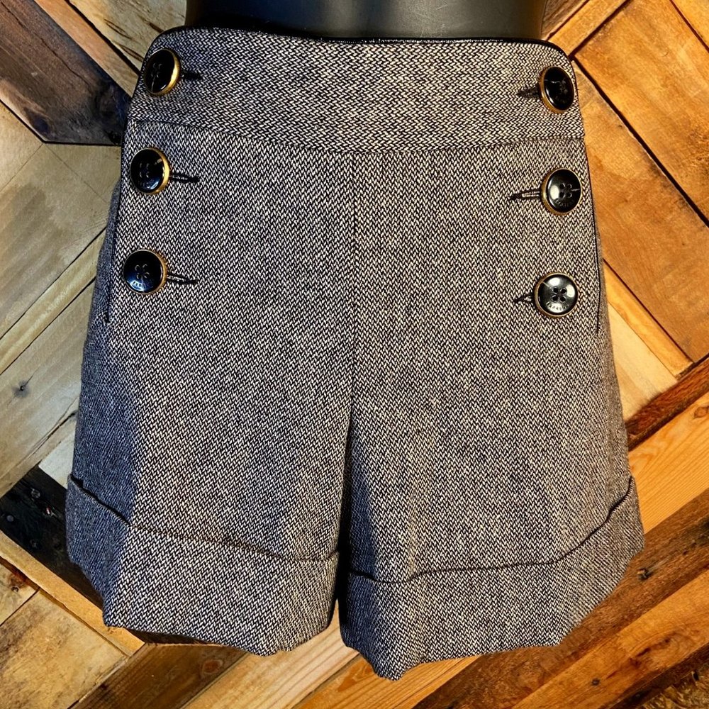 Express | Tweed High Waisted Sailor Button Short